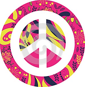 Peace sign in vector. Hippie astract simbol