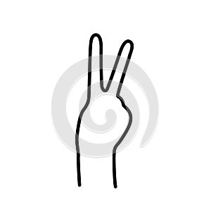 PEACE SIGN. VICTORY sign. Hand gesture The V symbol of peace. Korean finger symbol for victory. Vector