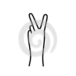 PEACE SIGN. VICTORY sign. Hand gesture The V symbol of peace. Korean finger symbol for victory. Vector