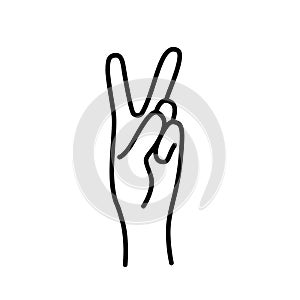 Peace sign. Victory sign. Hand gesture The V symbol of peace. Korean finger symbol for victory. Vector