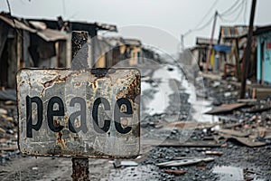 peace sign in warzone photo
