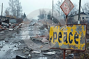 peace sign in warzone photo