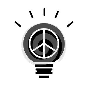 Peace symbol in bulb silhouette style icon