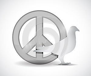Peace symbol and dove illustration design