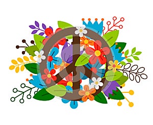 Peace symbol with flowers