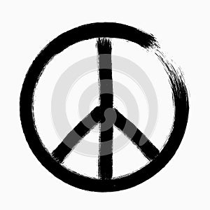 Peace symbol, Hand drawn brush, illustration photo