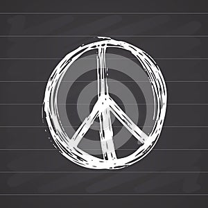 Peace symbol, hand drawn grunge Hippie or pacifist sign, vector illustration on white background