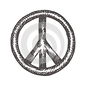 Peace symbol icon vector friendship pacifism Hand drawn sign