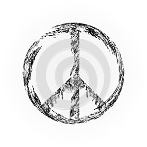 Peace symbol, sign pacifism. Torn wrist. Isolated.