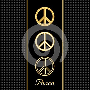 Peace Symbols, Engraved, Embossed and Outline IconsGold