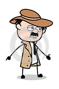 Peace Talk - Retro Cartoon Police Agent Detective Vector Illustration