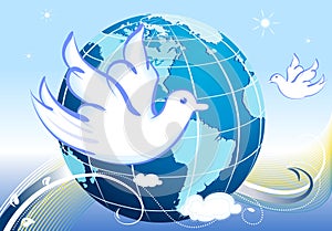 Peace to the Earth with white doves