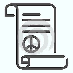 Peace treaty line icon. Document with peace symbol vector illustration isolated on white. Pacific symbol on sheet