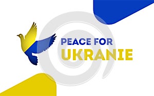 Peace for ukraine with flag and dove bird