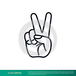 Peace, Victory Gesture Finger Icon Vector Logo Template Illustration Design EPS 10