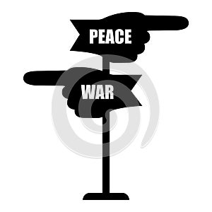 peace war black hand pointers. Vector illustration. Stock image.