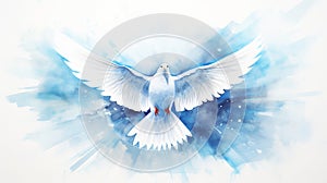 Peace white dove bird flying watercolour