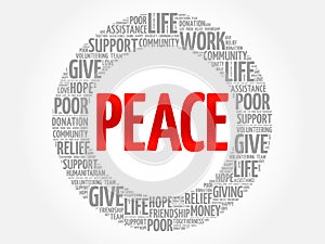 PEACE word cloud collage