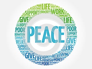 PEACE word cloud collage