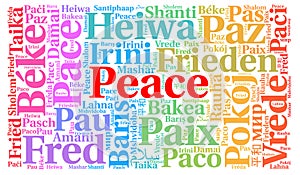 Peace word cloud in different languages