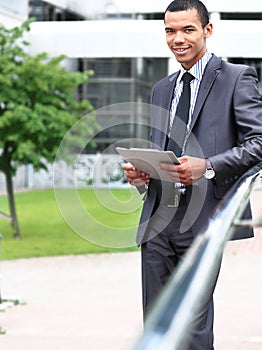 Peaceful african american businessman