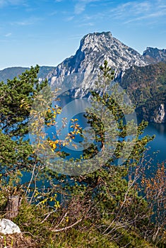 Autumn Alps mountain Traunsee lake view , Ebensee, Upper Austria