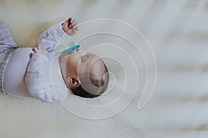 Peaceful baby sleeping in a crib