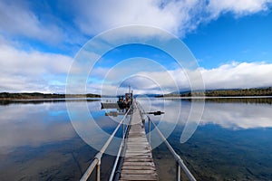 Peaceful background of clear blue lake in New Zealand