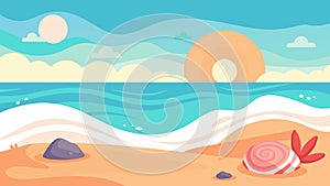 A peaceful beach scene doodled with soft repetitive waves and seashells transporting the viewer to a state of calm photo