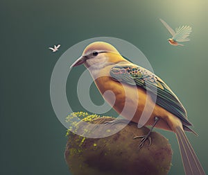 Peaceful Bird in Bliss, Generative AI Illustration