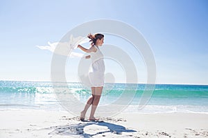 Peaceful brunette enjoying the air