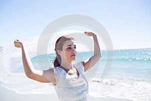 Peaceful brunette enjoying the air