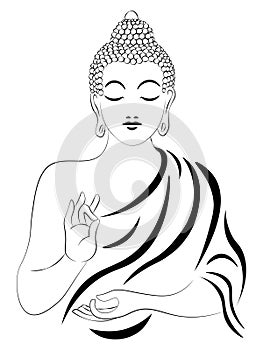 Peaceful Buddha Line Drawing: Spiritual and Meditative Art photo