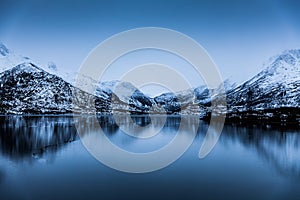 Peaceful calm view of fjords in Norway