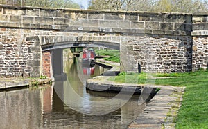 Peaceful canal scene at Llangollen wharf