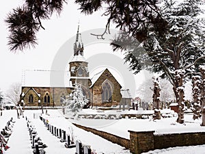 Peaceful Cemetery in Winter Snow