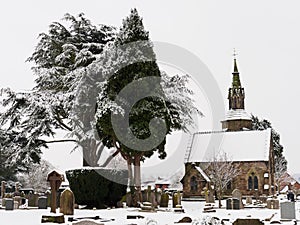 Peaceful Cemetery in Winter Snow