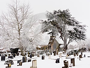Peaceful Cemetery in Winter Snow