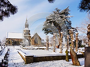 Peaceful Cemetery in Winter Snow