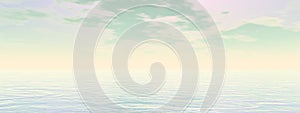 Peaceful cloudy sky upon the ocean -3D render