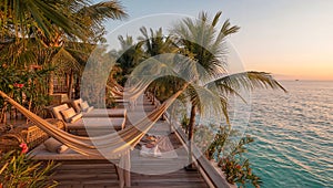 3D Tropical Beach Hammock Scene