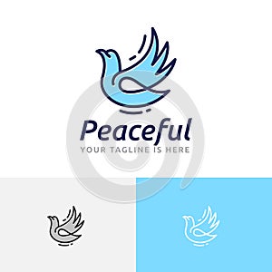 Peaceful Dove Pigeon Flying Wing Peace Love Freedom Logo