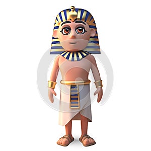 Peaceful Egyptian pharaoh Tutankhamen stands erect, 3d illustration photo