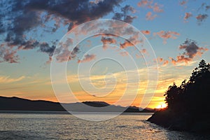 Gulf Islands Sunset from Otter Bay, Pender Island, British Columbia, Canada