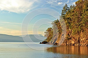 Gulf Islands National Park with Roe Islet in Evening Light, Pender Island, British Columbia