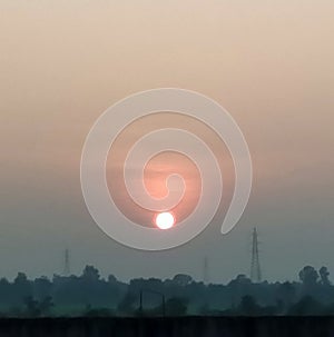 Peaceful evening sunset in India
