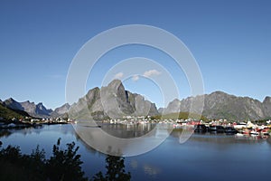 The peaceful fjord and village of Reine