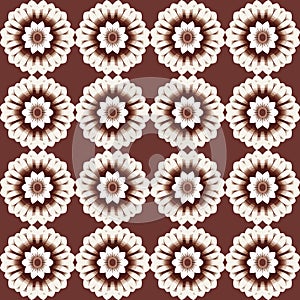 Peaceful and graceful vector floral seamless repeating pattern with white chrysanthemums and marigolds