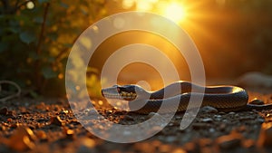 A peaceful image of a snake basking in the sun