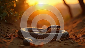 A peaceful image of a snake basking in the sun